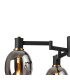 Worcester Swing Arm Telescopic Pendant 4 Light E14 Brass/Satin Black/Smoke Fade Wine Glass Glass-7