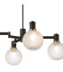 Worcester Swing Arm Telescopic Pendant 4 Light E14 Brass/Satin Black/Clear Round Textured Diamond Pattern Glass-7