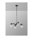 Worcester Swing Arm Telescopic Pendant 4 Light E14 Brass/Satin Black/Clear Round Textured Diamond Pattern Glass-10