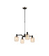 Worcester Swing Arm Telescopic Pendant 4 Light E14 Satin Nickel/Satin Black/Amber Striped Cylinder Glass-1