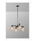 Worcester Swing Arm Telescopic Pendant 4 Light E14 Satin Nickel/Satin Black/Amber Striped Cylinder Glass-3