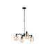 Worcester Swing Arm Telescopic Pendant 4 Light E14 Satin Nickel/Satin Black/Amber Striped Cylinder Glass-4