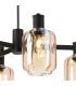 Worcester Swing Arm Telescopic Pendant 4 Light E14 Satin Nickel/Satin Black/Amber Striped Cylinder Glass-5