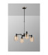 Worcester Swing Arm Telescopic Pendant 4 Light E14 Satin Nickel/Satin Black/Amber Striped Cylinder Glass-9
