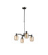 Worcester Swing Arm Telescopic Pendant 4 Light E14 Satin Nickel/Satin Black/Amber Twisted Cylinder Glass-4
