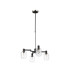Worcester Swing Arm Telescopic Pendant 4 Light E14 Satin Nickel/Satin Black/Clear Twisted Cylinder Glass-4