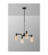Worcester Swing Arm Telescopic Pendant 4 Light E14 Satin Nickel/Satin Black/Amber Uniform Dimple Cylinder Glass-3