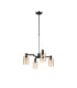 Worcester Swing Arm Telescopic Pendant 4 Light E14 Satin Nickel/Satin Black/Amber Uniform Dimple Cylinder Glass-4