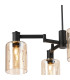 Worcester Swing Arm Telescopic Pendant 4 Light E14 Satin Nickel/Satin Black/Amber Uniform Dimple Cylinder Glass-6