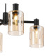 Worcester Swing Arm Telescopic Pendant 4 Light E14 Satin Nickel/Satin Black/Amber Uniform Dimple Cylinder Glass-7