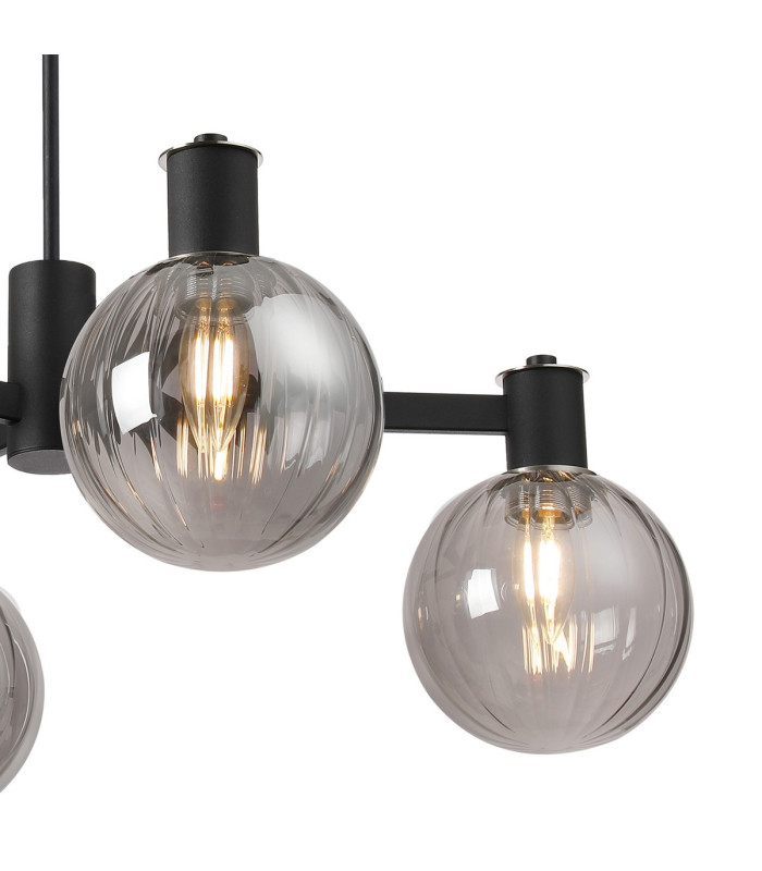 Worcester Swing Arm Telescopic Pendant 4 Light E14 Satin Nickel/Satin Black/Smoke Plated Round Segment Glass-6