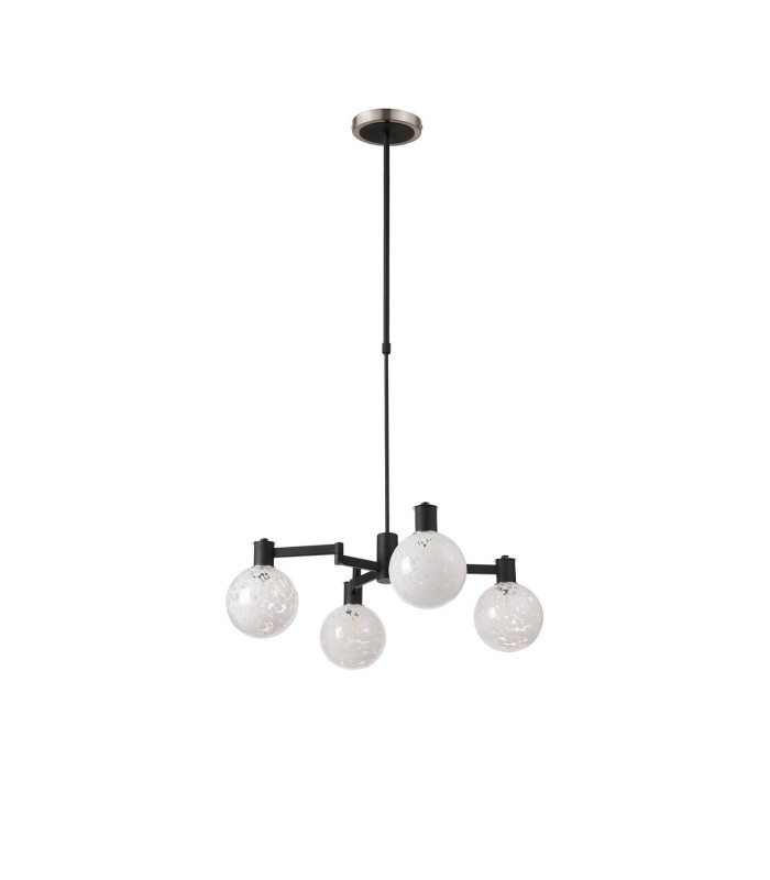 Worcester Swing Arm Telescopic Pendant 4 Light E14 Satin Nickel/Satin Black/White Round Speckled Glass-4
