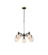 Worcester Swing Arm Telescopic Pendant 5 Light E14 Brass/Satin Black/Amber Striped Cylinder Glass-1
