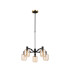 Worcester Swing Arm Telescopic Pendant 5 Light E14 Brass/Satin Black/Amber Striped Cylinder Glass-5