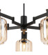 Worcester Swing Arm Telescopic Pendant 5 Light E14 Brass/Satin Black/Amber Striped Cylinder Glass-7