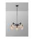 Worcester Swing Arm Telescopic Pendant 5 Light E14 Brass/Satin Black/Amber Striped Cylinder Glass-10