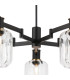 Worcester Swing Arm Telescopic Pendant 5 Light E14 Brass/Satin Black/Clear Striped Cylinder Glass-7