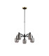 Worcester Swing Arm Telescopic Pendant 5 Light E14 Brass/Satin Black/Smoke Striped Cylinder Glass-5