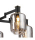 Worcester Swing Arm Telescopic Pendant 5 Light E14 Brass/Satin Black/Smoke Striped Cylinder Glass-6
