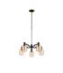 Worcester Swing Arm Telescopic Pendant 5 Light E14 Brass/Satin Black/Amber Twisted Cylinder Glass-5
