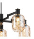 Worcester Swing Arm Telescopic Pendant 5 Light E14 Brass/Satin Black/Amber Twisted Cylinder Glass-6