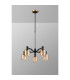 Worcester Swing Arm Telescopic Pendant 5 Light E14 Brass/Satin Black/Amber Twisted Cylinder Glass-10