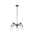 Worcester Swing Arm Telescopic Pendant 5 Light E14 Brass/Satin Black/Clear Twisted Cylinder Glass-5