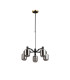 Worcester Swing Arm Telescopic Pendant 5 Light E14 Brass/Satin Black/Smoke Twisted Cylinder Glass-5