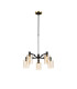 Worcester Swing Arm Telescopic Pendant 5 Light E14 Brass/Satin Black/Amber Uniform Dimple Cylinder Glass-1