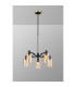 Worcester Swing Arm Telescopic Pendant 5 Light E14 Brass/Satin Black/Amber Uniform Dimple Cylinder Glass-3