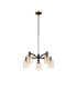 Worcester Swing Arm Telescopic Pendant 5 Light E14 Brass/Satin Black/Amber Uniform Dimple Cylinder Glass-5