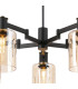 Worcester Swing Arm Telescopic Pendant 5 Light E14 Brass/Satin Black/Amber Uniform Dimple Cylinder Glass-7