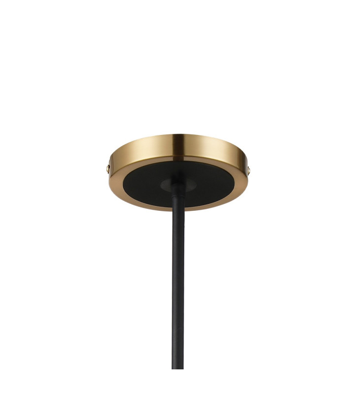 Worcester Swing Arm Telescopic Pendant 5 Light E14 Brass/Satin Black/Amber Uniform Dimple Cylinder Glass-9