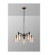 Worcester Swing Arm Telescopic Pendant 5 Light E14 Brass/Satin Black/Amber Uniform Dimple Cylinder Glass-10