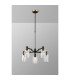 Worcester Swing Arm Telescopic Pendant 5 Light E14 Brass/Satin Black/Clear Uniform Dimple Cylinder Glass-3