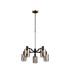 Worcester Swing Arm Telescopic Pendant 5 Light E14 Brass/Satin Black/Smoke Uniform Dimple Cylinder Glass-1