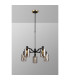 Worcester Swing Arm Telescopic Pendant 5 Light E14 Brass/Satin Black/Smoke Uniform Dimple Cylinder Glass-3