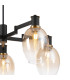 Worcester Swing Arm Telescopic Pendant 5 Light E14 Brass/Satin Black/Amber Fade Wine Glass Glass-6