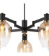 Worcester Swing Arm Telescopic Pendant 5 Light E14 Brass/Satin Black/Amber Fade Wine Glass Glass-7