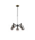 Worcester Swing Arm Telescopic Pendant 5 Light E14 Brass/Satin Black/Smoke Fade Wine Glass Glass-5