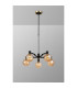 Worcester Swing Arm Telescopic Pendant 5 Light E14 Brass/Satin Black/Amber Plated Round Segment Glass-3