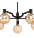 Worcester Swing Arm Telescopic Pendant 5 Light E14 Brass/Satin Black/Amber Plated Round Segment Glass-7
