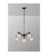 Worcester Swing Arm Telescopic Pendant 5 Light E14 Brass/Satin Black/Clear Round Textured Diamond Pattern Glass-3