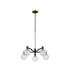 Worcester Swing Arm Telescopic Pendant 5 Light E14 Brass/Satin Black/Clear Round Textured Diamond Pattern Glass-4