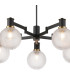 Worcester Swing Arm Telescopic Pendant 5 Light E14 Brass/Satin Black/Clear Round Textured Diamond Pattern Glass-7