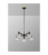 Worcester Swing Arm Telescopic Pendant 5 Light E14 Brass/Satin Black/Clear Round Textured Diamond Pattern Glass-9