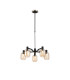 Worcester Swing Arm Telescopic Pendant 5 Light E14 Satin Nickel/Satin Black/Amber Striped Cylinder Glass-1