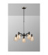 Worcester Swing Arm Telescopic Pendant 5 Light E14 Satin Nickel/Satin Black/Amber Striped Cylinder Glass-3