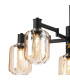 Worcester Swing Arm Telescopic Pendant 5 Light E14 Satin Nickel/Satin Black/Amber Striped Cylinder Glass-5