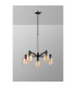 Worcester Swing Arm Telescopic Pendant 5 Light E14 Satin Nickel/Satin Black/Amber Striped Cylinder Glass-10